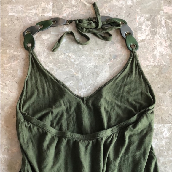 Deep emerald halter tank with braided straps - Picture 3 of 3